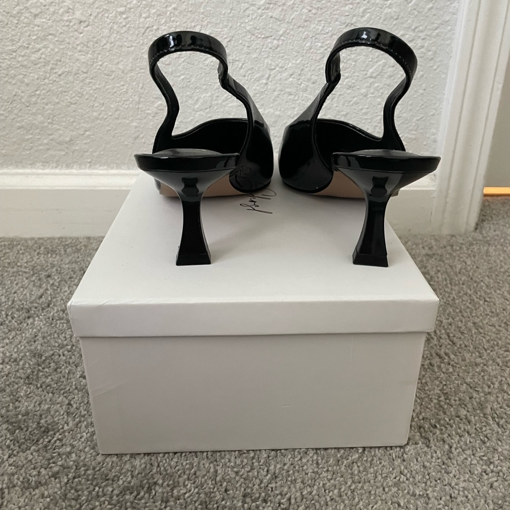 NWOT Glossy Slingback Heels | Black - Picture 5 of 6